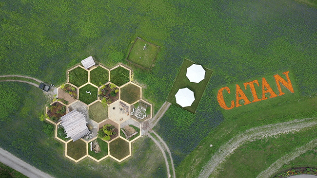 CATAN hexes in Mainau from above